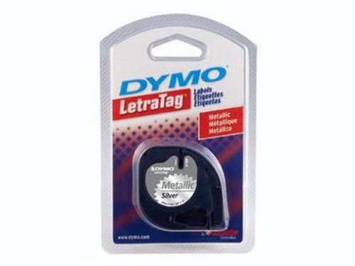Dymo letratag - metallic tape - black on silver - roll (0.47 in x 13.1 ft) 91338 for sale