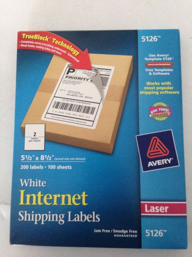 Avery® 5126 White Laser Internet Shipping Labels 5 1/2 x 8 1/2, 600 LABELS
