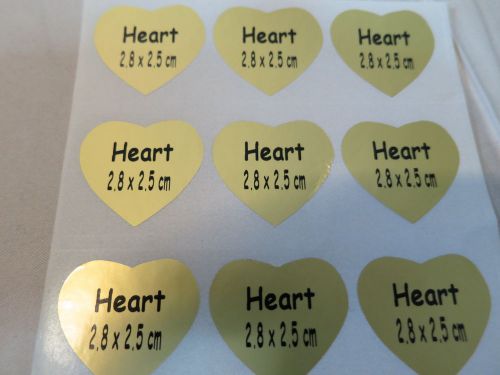 100 Gold Matte Heart Shape Customized Waterproof Name Stickers 2.8 x 2.5 cm Labe