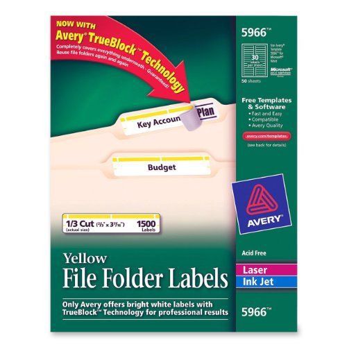 Avery Filing Labels - 0.66&#034; Width X 3.43&#034; Length - 1500 / Box - (ave5966)