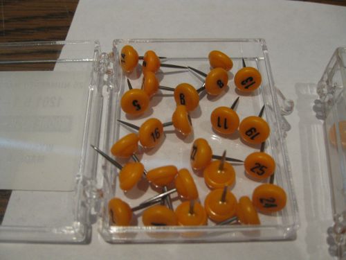 Numbered Map Tacks 1201 B Moore Orange Pins 8 Boxes of 25: Numbers 1-200 New