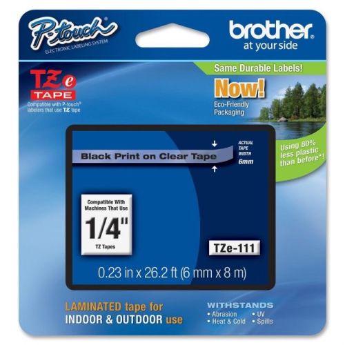 BROTHER INT L (SUPPLIES) TZE111  BLACK ON CLEAR FOR TZ