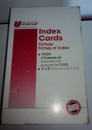 Universal Ruled White Index Cards 10 Packs of 100... 3&#034; by 5&#034; ...NIB