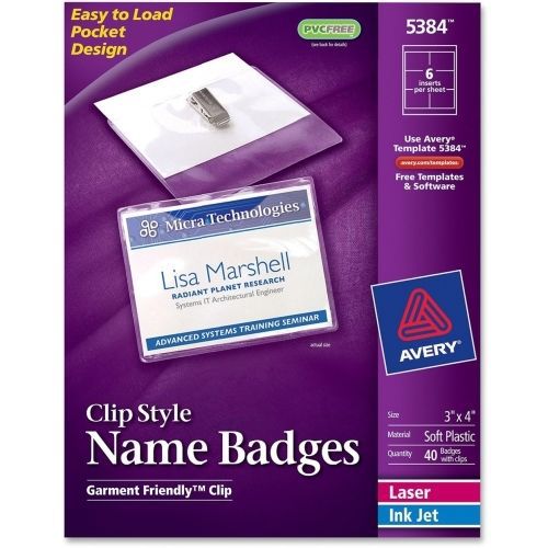 Avery Media Holder Kit - 40 / Box - Badge Holders and Badge Inserts