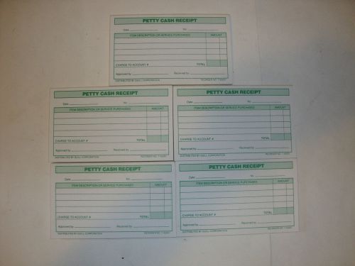 Set of 5 Quill Petty Cash Receipt Booklets 50 forms each (250 total) 7-45001