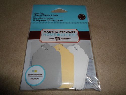 12 Martha Stewart Home Office Paper Tags, 2 5/32&#034; X 1 7/16&#034;~BRAND NEW IN PACKAGE