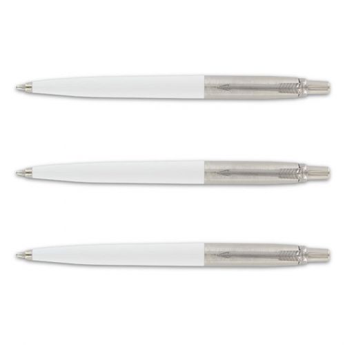 3 Parker Jotter White Retractable Ball Point Pens