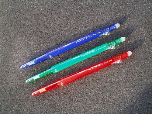 3 colors pilot frixion slim ball point 0.38mm(blue green red) for sale