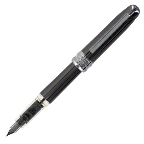 Platinum Plaisir Fountain Pen, Gunmetal Barrel, Fine Point, Black Ink