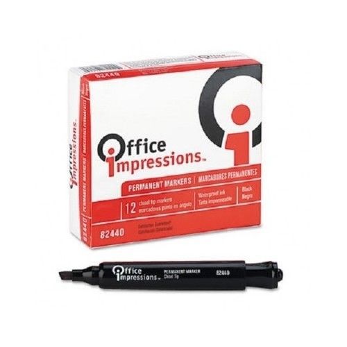 Permanent Markers Chisel Tip Black Bulk 12 Pack Office Impressions Supplies