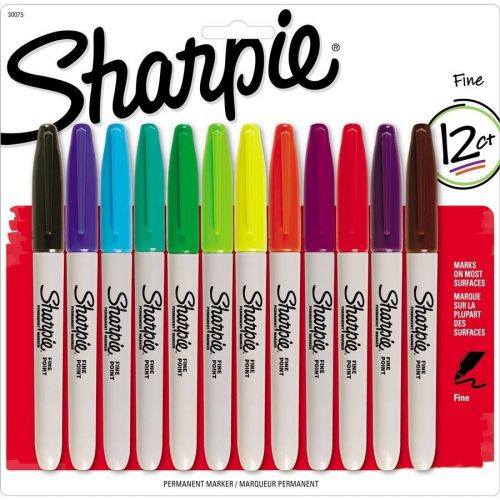 12 Pack Sharpie Fine Point Assorted Color Permanent Markers, Ships Free in USA