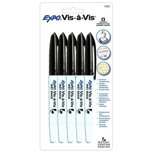 Expo vis-a-vis transparency marker, fine, black 5pk (expo 16665b) - 1 pack each for sale