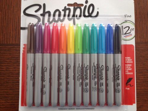 Sharpie Permanent Marker 12 Fine Tip New In Pack  Sharpies Rainbow Colors School