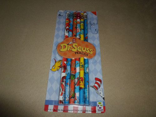 Set Of 6 Dr. Seuss Assorted #2 Wooden Pencils, For Ages 3 &amp; Up, NEW IN PACKAGE!!