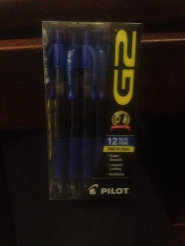 NEW Pilot G2 Gel Ink Retractable Rolling Ball Pen Fine Blue Ink Box of 12