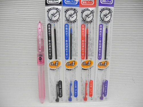 Pink barrel Pilot needle tip Hi-Tec-C Coleto 0.4mm roller ball pen free 4 refill