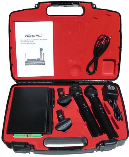 Hisonic hsu302h uhf dual channel (2) wireless handheld microphones for sale