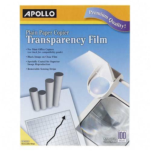 Apollo PP201C Plain Paper Copier Transparency Film w/Removable Sensing Stripe