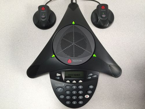 Polycom Soundstation 2 Expandable w/ Display 2201-16200-601 w/ PS and 2x Mic