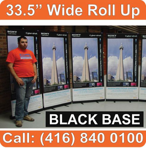 33.5&#034; BLACK BASE Retractable Roll Up Trade Show Banner Stand Sign + PADDED BAG