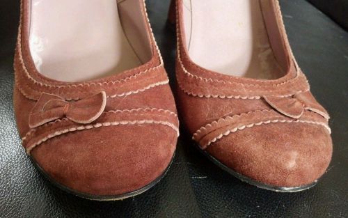 Steve Madden &#039;Marykate&#039; Chestnut Brown SUEDE Heels/Pumps 10 Bow Toe shoes 9.5