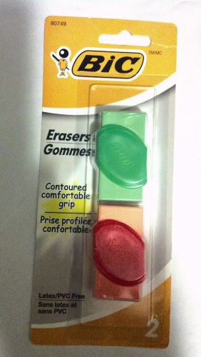 Bic Erasers Gommes Contoured Comfortable Grip Latex/PVC Free 4 Counts