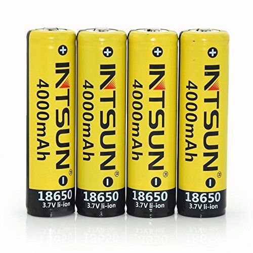 Intsun? 4pcs 3.7V 18650 4000mah Rechargeable Li-ion Battery with PCB for LED Fla