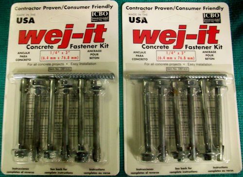 Wej-it concrete fastener kit anchors ( 2 packs ) 1/4&#034; x  3&#034;  item # db1430 for sale