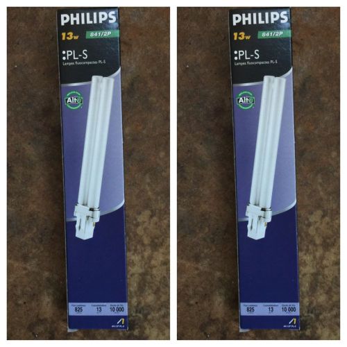 Lot Of 2 Philips 13w Watt 841/2P PL-S Fluorescent Light Bulbs