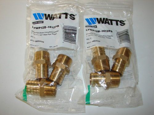 Watts Brass Pex 1&#034; Crimp x 3/4&#034; Male Pipe Thread Adapter, LEAD FREE, (Qty - 6)