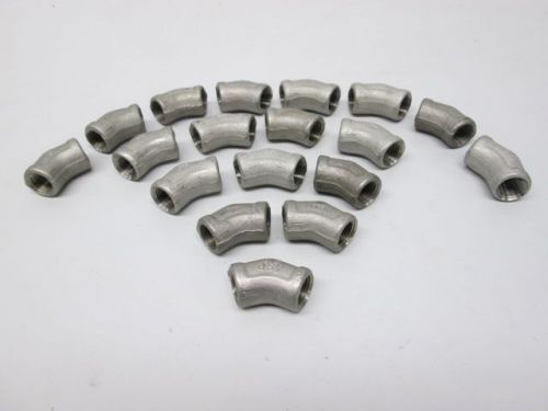 LOT 18 NEW ASP 304 ELBOW PIPE FITTING 45 DEG STAINLESS 3/8 IN NPT D241192