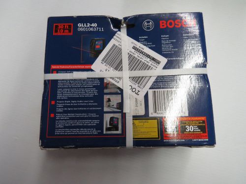 Bosch gll2-40 self leveling cross-line laser magnetic bracket up to 30 ft new! for sale