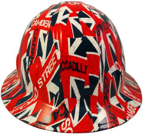 New! hydro dipped full brim hard hat w/ ratchet suspension - union jack print for sale