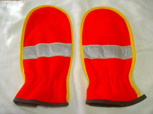 Highway road worker construction worker safety blaze orange leather mittens new for sale