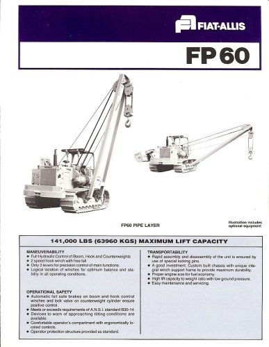 Equipment Brochure - Fiat-Allis - FP 60 - Pipe Layer Crawler Pipeline (E1567)