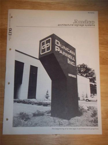 Vtg Andco Architectural Signage Systems Catalog~Signs/Directories/Framing
