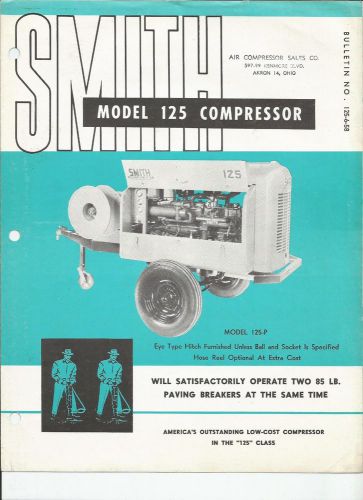 1960s SMITH 125 AIR COMPRESSOR BROCHURE GORDON SMITH &amp; CO INC BOWLING GREEN KY