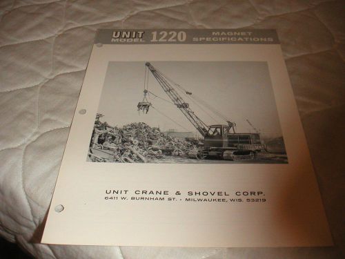1966 unit model 1220 magnet crawler crane sales brochure for sale