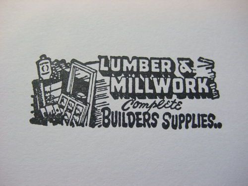 Letterpress printers block&#034;LUMBER &amp; MILLWORK&#034; Builders Supplies,Window,Doors,etc