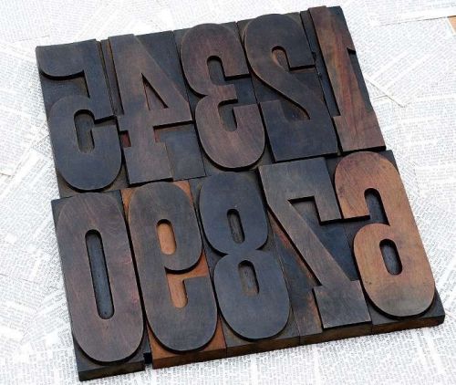 GIANT NUMBERS 0-9 RARE 7.09&#034; Letterpress wooden type woodtype number wood number