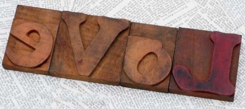 &#034;LOVE&#034; rare wood type woodtype font letterpress printing blocks letter antique