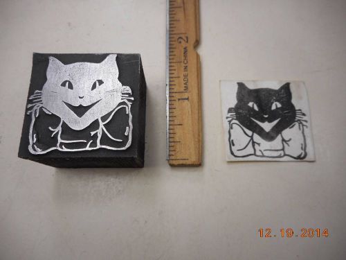 Letterpress Printing Printers Block, Smiling Kitty Cat Face