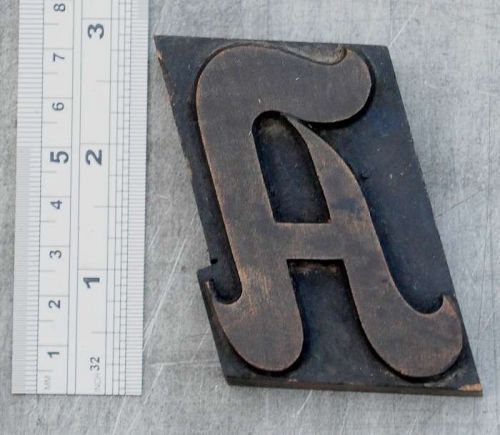 letter &#034;A&#034; fancy letterpress wood block wonderful patina alphabet old vintage