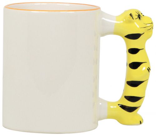 Overstock Sale! 11 oz. Sublimation Ceramic Mugs with Tiger Animal Handle Theme!