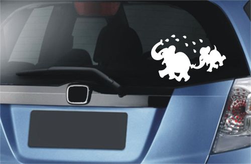 2X Elephant Playing White Personalized Car Vinyl Sticker Decal - Gift - 114