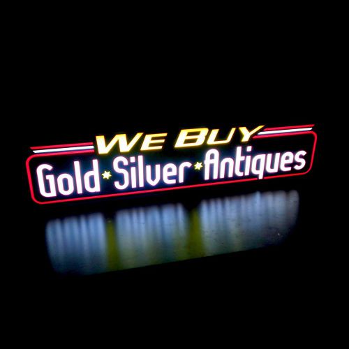 New We Buy Gold Silver Antiques Pawn Shop Sign Light Box, Neon &amp; LED Alternative