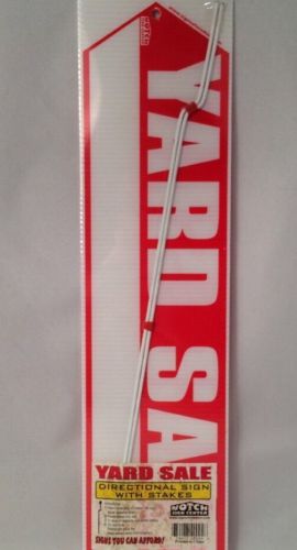 Yard sale sign 2 side big red arrow 18&#034; x 4.75&#034; 2 stakes directional new for sale