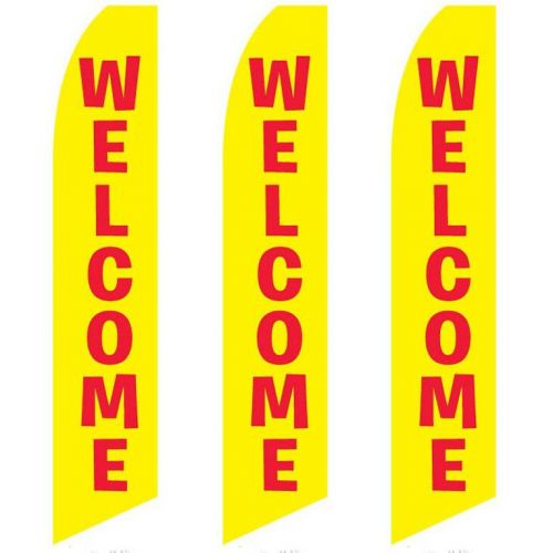 Swooper Flag 3 Pack Welcome Yellow With Red Text