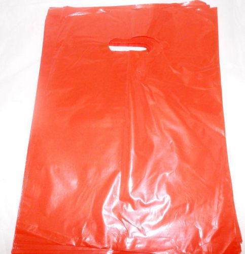 50 Red 9x12 Retail Merchandise Gift Bags With Cut Out Handles, Low density