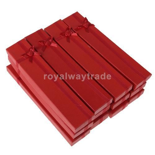 12x Present Gift Case Box for Pack Jewelry Necklace Bracelet Watch -Red-19x4x2cm